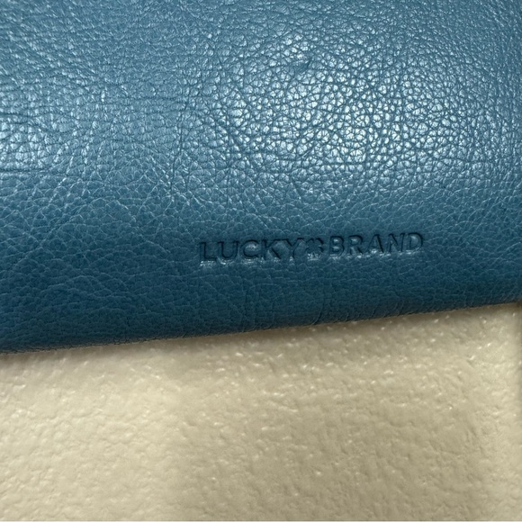 NWT Lucky Brand Ruth Leather Crossbody Organizer Bag dusty blue - Picture 11 of 14